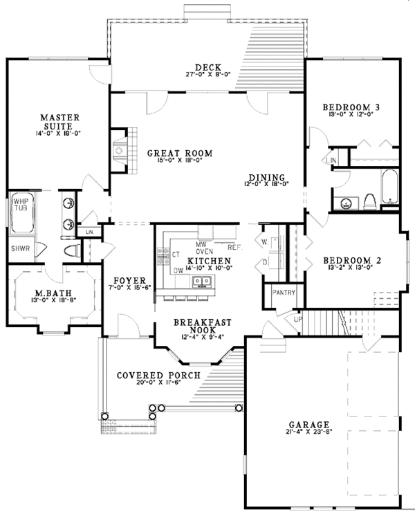 Architectural House Design - Colonial Floor Plan - Main Floor Plan #17-2973