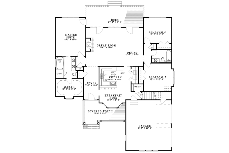 Home Plan - Floor Plan - Main Floor for Colonial House Plan #17-2973 - 4 bed, 3 bath