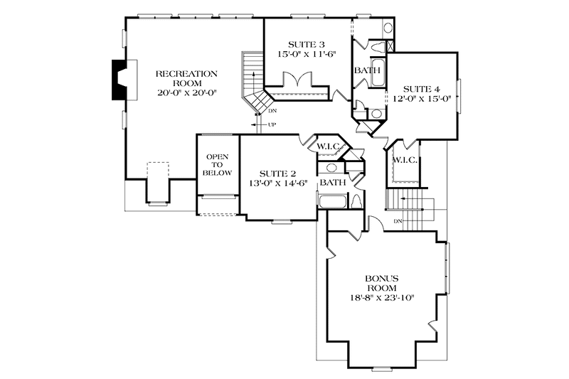 Dream House Plan - Floor Plan - Upper Floor for Traditional House Plan #453-171 - 4 bed, 3.5 bath