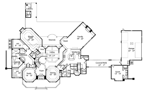 Home Plan - Mediterranean Floor Plan - Main Floor Plan #417-557