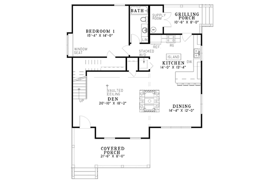 Floor Plan - Main Floor for Country House Plan #17-3089 - 2 bed, 2 bath
