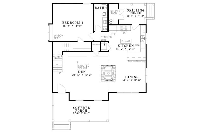 Country Style House Plan - 2 Beds 2 Baths 1542 Sq/Ft Plan #17-3089 ...