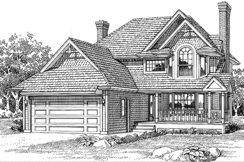 House Blueprint - Victorian Exterior - Front Elevation Plan #47-818