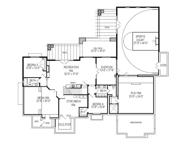 House Design - Craftsman Floor Plan - Lower Floor Plan #920-24