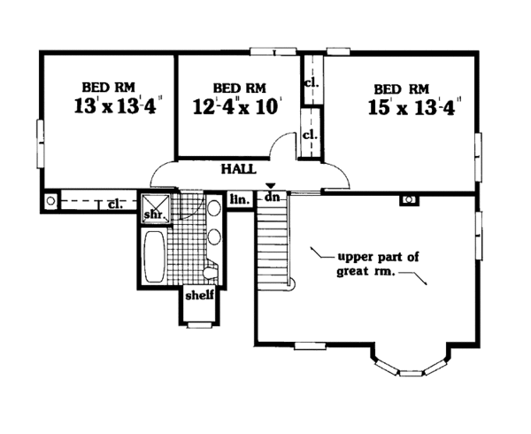 Home Plan - Traditional Floor Plan - Upper Floor Plan #3-312