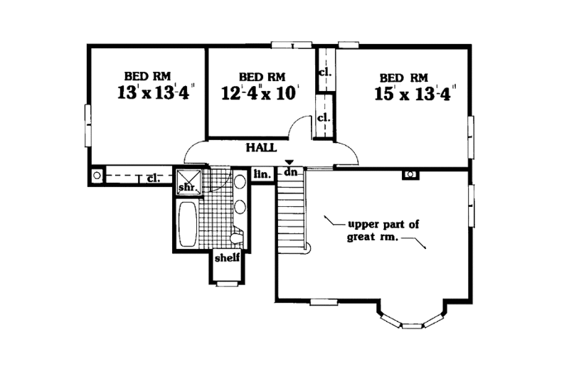 Home Plan - Traditional Floor Plan - Upper Floor Plan #3-312