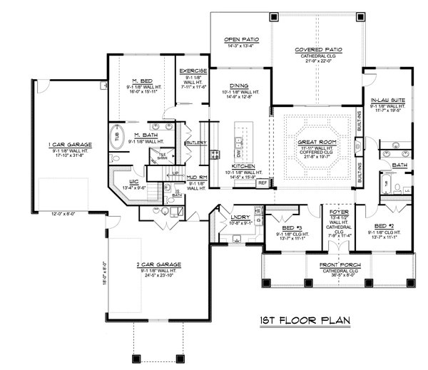 House Blueprint - Craftsman Floor Plan - Main Floor Plan #1064-199
