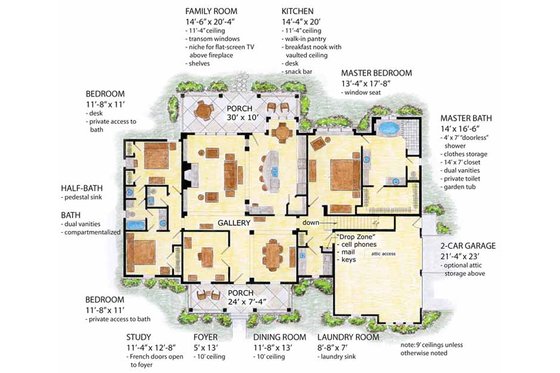 Floor Plan - Main Floor for Colonial House Plan #410-3566 - 3 bed, 2.5 bath