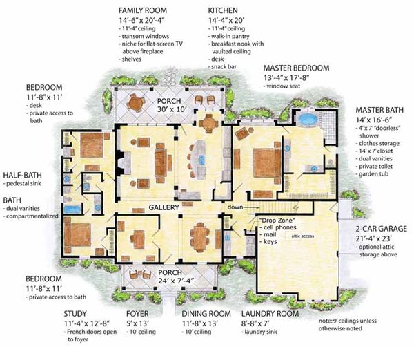 House Design - Colonial Floor Plan - Main Floor Plan #410-3566