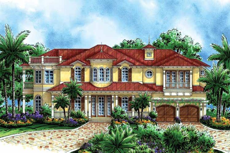 Architectural House Design - Exterior - Front Elevation 3 for Mediterranean House Plan #1017-56 - 4 bed, 4 bath