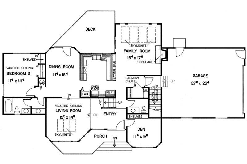 Home Plan - Floor Plan - Main Floor for Contemporary House Plan #60-784 - 3 bed, 2.5 bath
