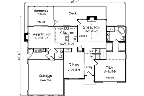 Floor Plan - Main Floor for Traditional House Plan #57-122 - 4 bed, 3.5 bath