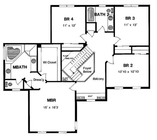 Dream House Plan - Country Floor Plan - Upper Floor Plan #316-151