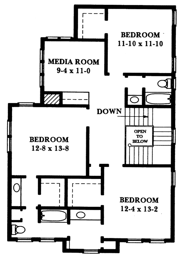 House Design - Classical Floor Plan - Upper Floor Plan #1047-38