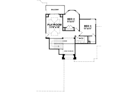 Floor Plan - Upper Floor for European House Plan #141-107 - 3 bed, 2.5 bath