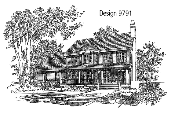 Exterior - Rear Elevation for Country House Plan #929-233 - 3 bed, 2.5 bath