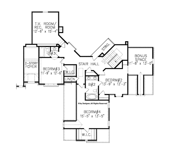 Architectural House Design - European Floor Plan - Upper Floor Plan #54-359