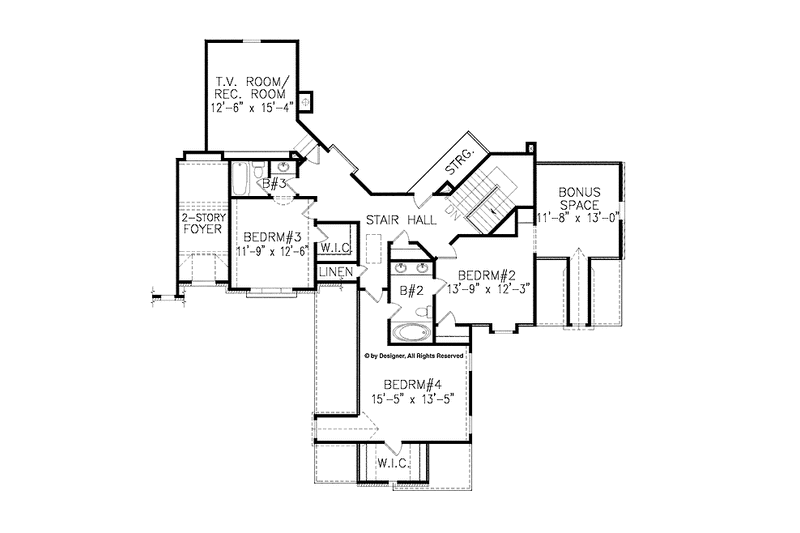 Home Plan - Floor Plan - Upper Floor for European House Plan #54-359 - 4 bed, 3.5 bath