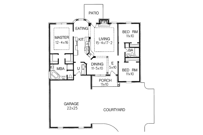 Home Plan - Floor Plan - Main Floor for Ranch House Plan #15-350 - 3 bed, 2 bath