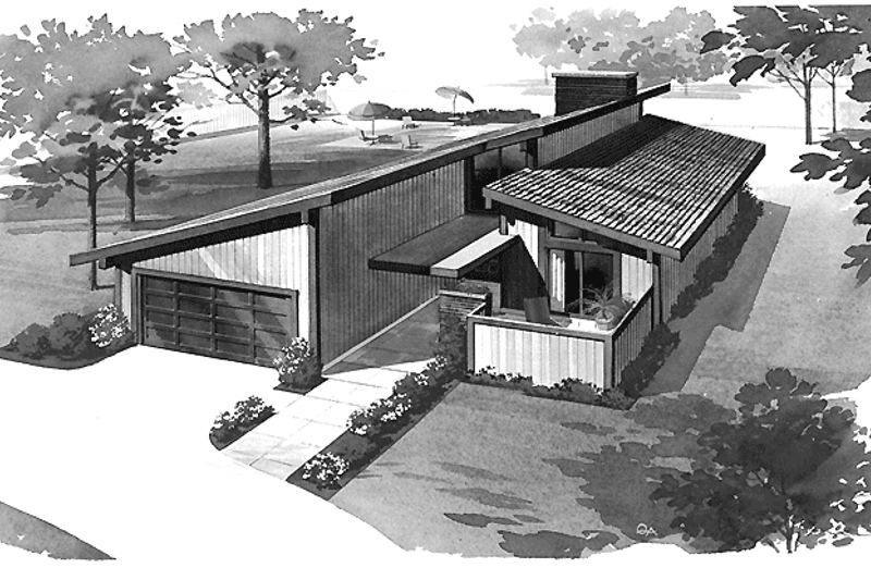House Blueprint - Contemporary Exterior - Front Elevation Plan #72-712