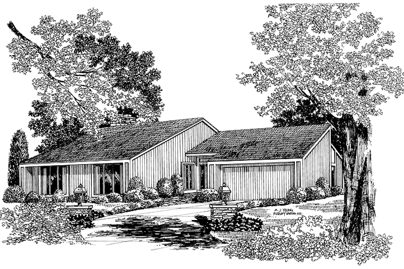 House Blueprint - Contemporary Exterior - Front Elevation Plan #72-737