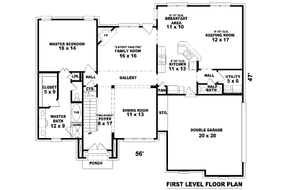 Floor Plan - Main Floor for European House Plan #81-13725 - 4 bed, 2.5 bath