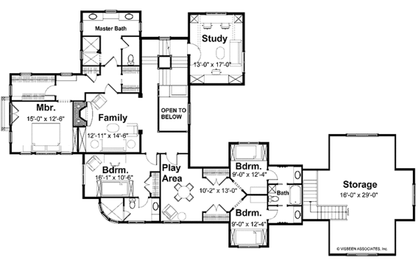 Architectural House Design - Traditional Floor Plan - Upper Floor Plan #928-23