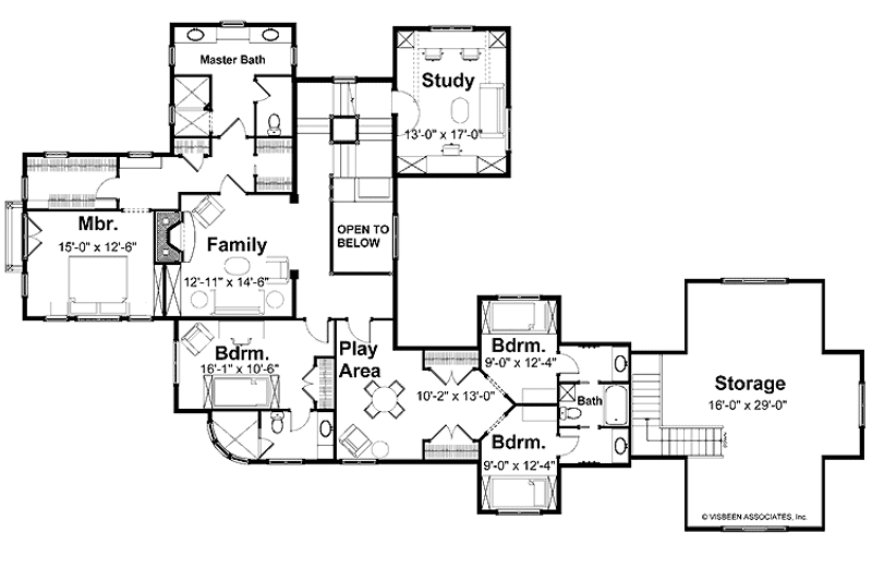 Home Plan - Floor Plan - Upper Floor for Traditional House Plan #928-23 - 5 bed, 4.5 bath