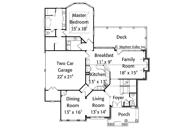 Architectural House Design - Floor Plan - Main Floor for Country House Plan #429-374 - 4 bed, 3.5 bath
