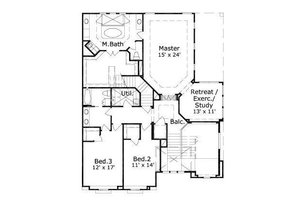 Floor Plan - Upper Floor for European House Plan #411-727 - 3 bed, 2.5 bath