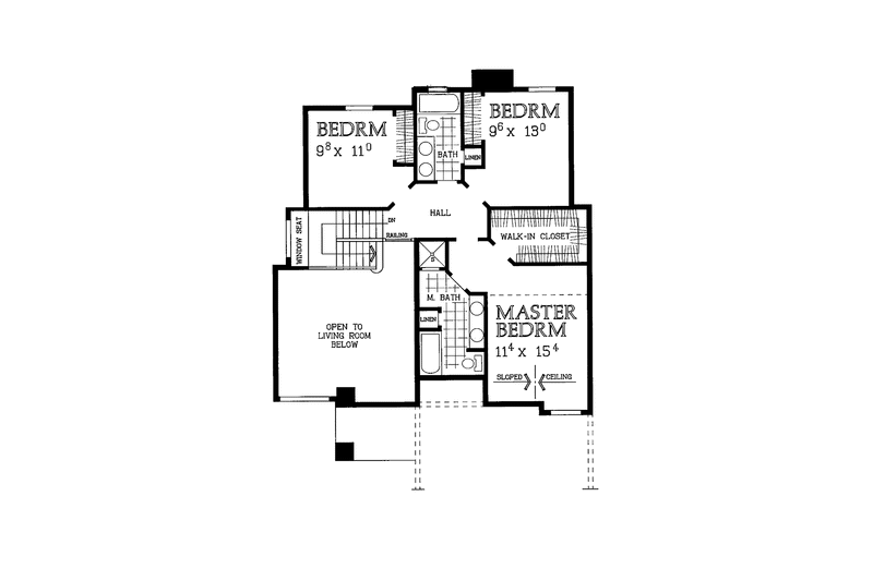 House Blueprint - Floor Plan - Upper Floor for Contemporary House Plan #72-949 - 3 bed, 2.5 bath