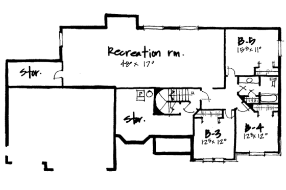 Floor Plan - Lower Floor for European House Plan #308-211 - 5 bed, 3.5 bath