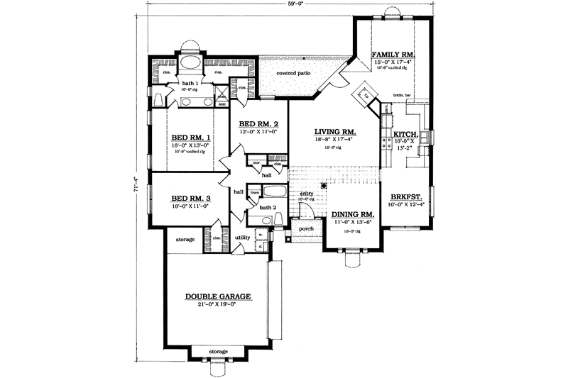 Dream House Plan - Floor Plan - Main Floor for European House Plan #42-679 - 3 bed, 2 bath