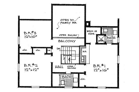 Floor Plan - Upper Floor for Colonial House Plan #315-115 - 4 bed, 2.5 bath