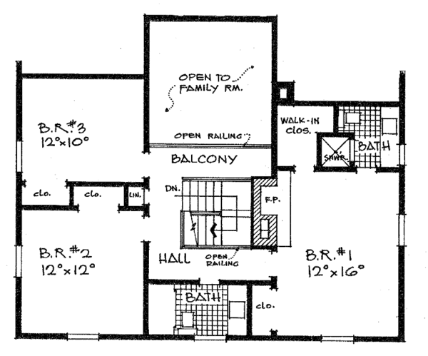 House Blueprint - Colonial Floor Plan - Upper Floor Plan #315-115