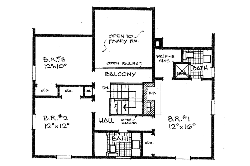 Home Plan - Floor Plan - Upper Floor for Colonial House Plan #315-115 - 4 bed, 2.5 bath