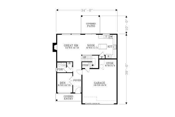 Floor Plan - Main Floor for Craftsman House Plan #53-708 - 5 bed, 2.5 bath