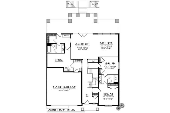 Floor Plan - Lower Floor for Traditional House Plan #70-1435 - 5 bed, 5.5 bath