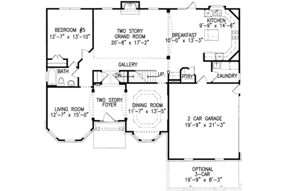 Floor Plan - Main Floor for European House Plan #54-174 - 5 bed, 4 bath
