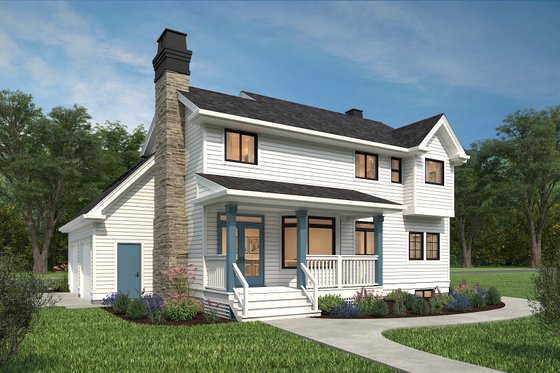 Exterior - Rear Elevation for Farmhouse House Plan #47-943 - 3 bed, 2.5 bath