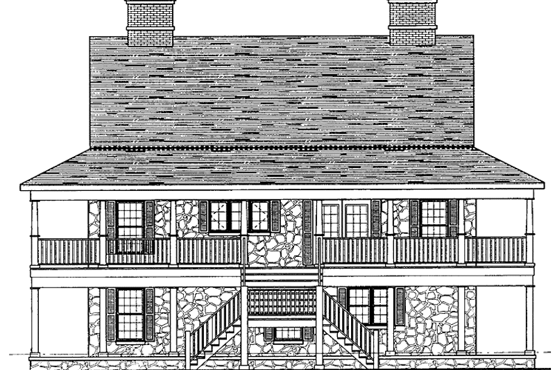 Home Plan - Exterior - Rear Elevation for Country House Plan #72-984 - 3 bed, 2.5 bath