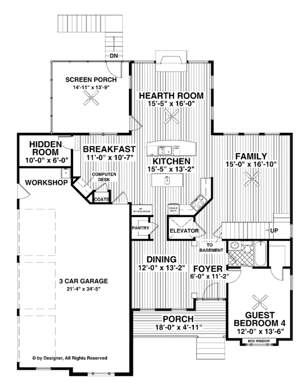 Architectural House Design - Traditional Floor Plan - Main Floor Plan #56-679