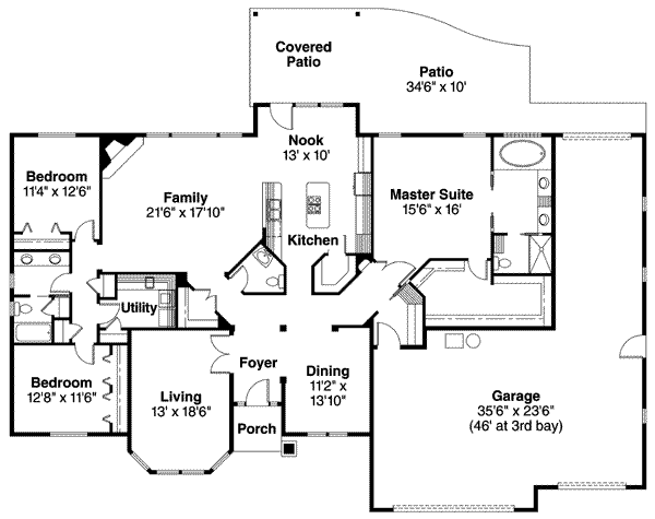 Architectural House Design - Traditional Floor Plan - Main Floor Plan #124-597