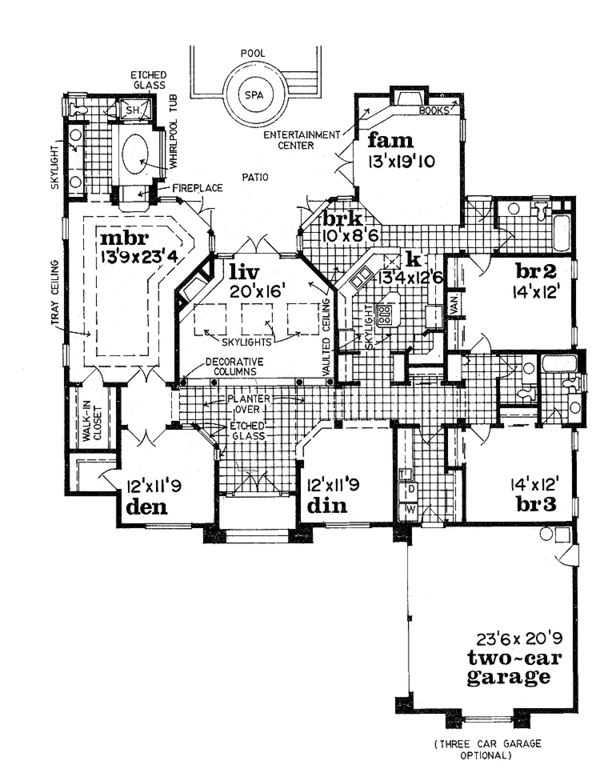 Architectural House Design - Mediterranean Floor Plan - Main Floor Plan #47-774