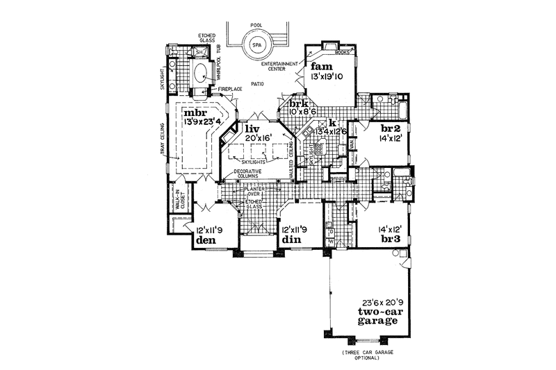 Dream House Plan - Floor Plan - Main Floor for Mediterranean House Plan #47-774 - 3 bed, 3.5 bath