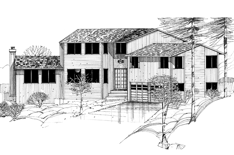 House Blueprint - Exterior - Front Elevation 3 for Contemporary House Plan #60-880 - 4 bed, 2.5 bath