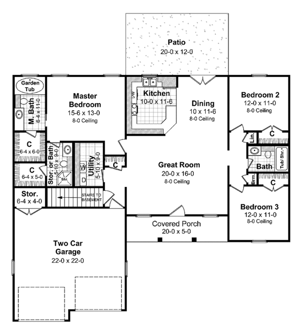 House Design - Country Floor Plan - Main Floor Plan #21-409