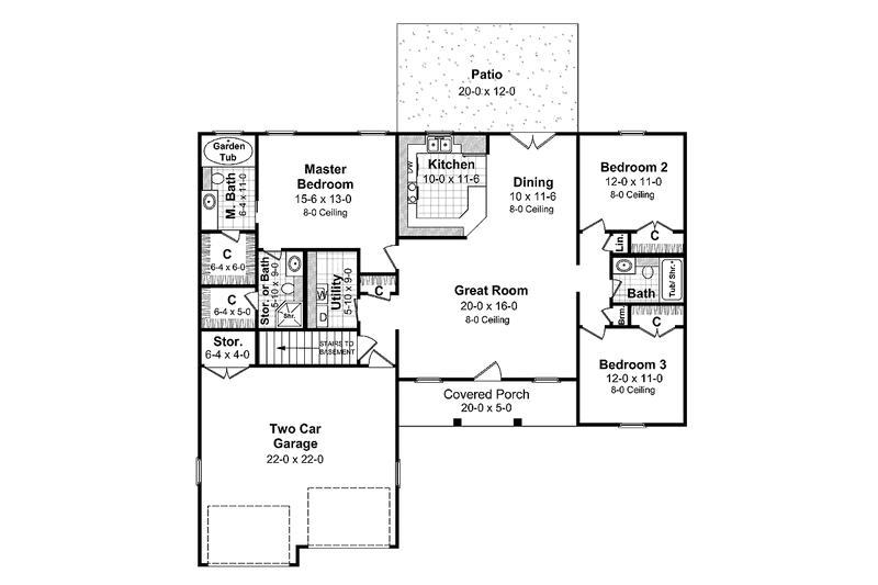 Home Plan - Floor Plan - Main Floor for Country House Plan #21-409 - 3 bed, 2 bath
