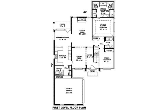 Floor Plan - Main Floor for European House Plan #81-861 - 4 bed, 3 bath
