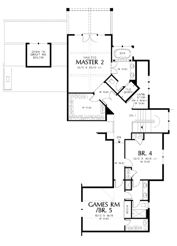 Craftsman Floor Plan - Upper Floor Plan #48-879